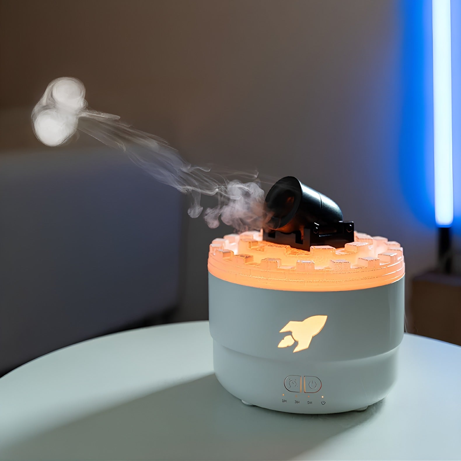 Kanonen-Luftbefeuchter mit LED-Beleuchtung und Nebeleffekt
