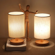 Organische Tischlampe aus Holz und Stoff mit Fernbedienung