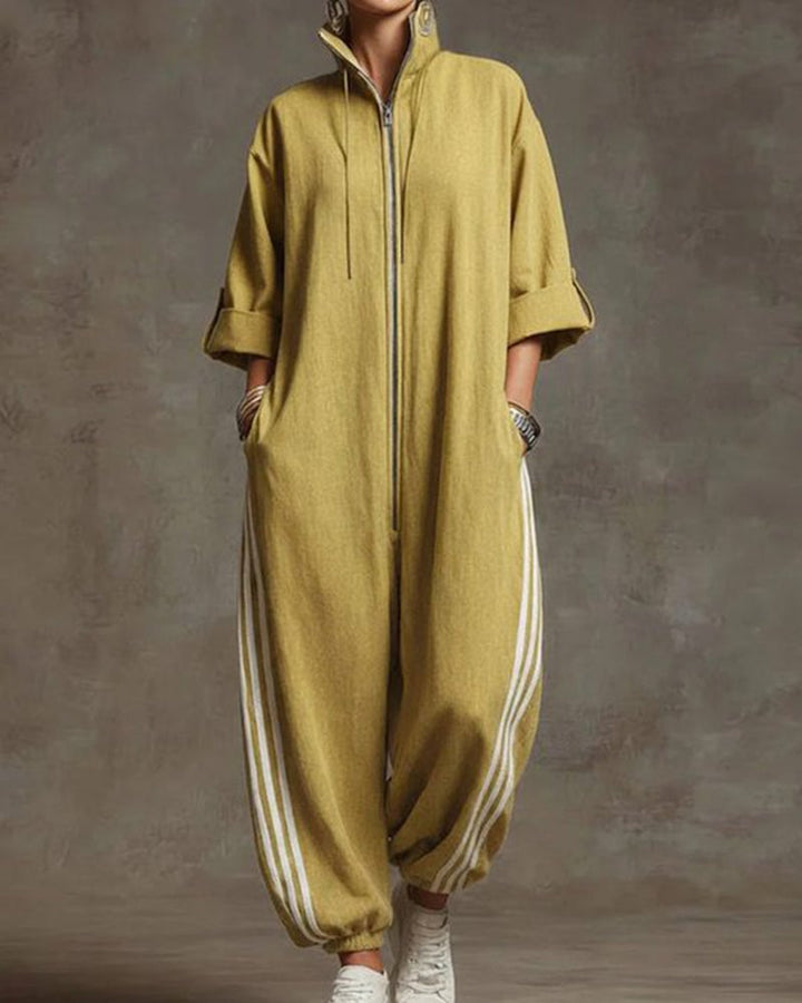 Leonora | Striped tracksuit, sporty style with zip