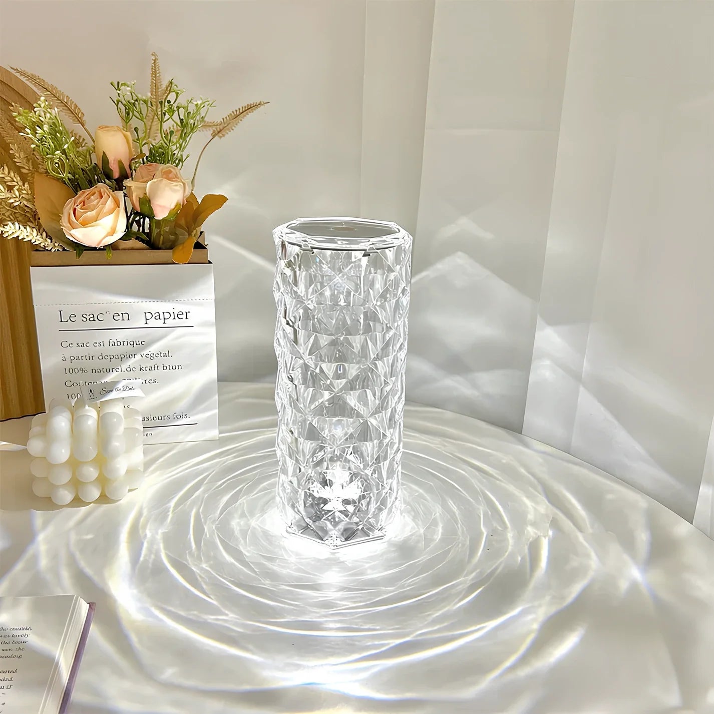 Kristall-Tischlampe mit Farbwechsel und Touchsteuerung