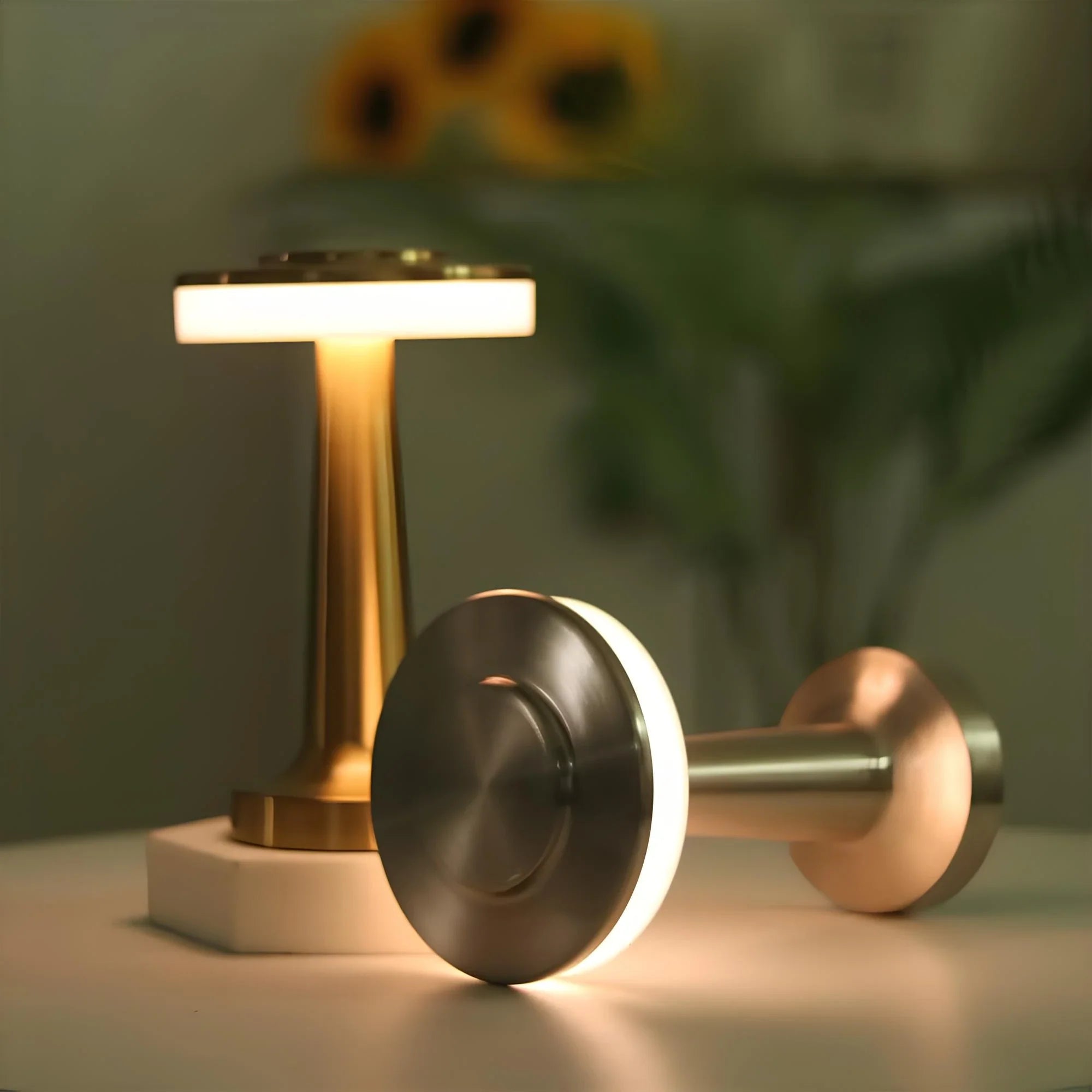Retro Tischlampe aus Eisen mit dimmbarer Lichtfarbe und kabellosem Design