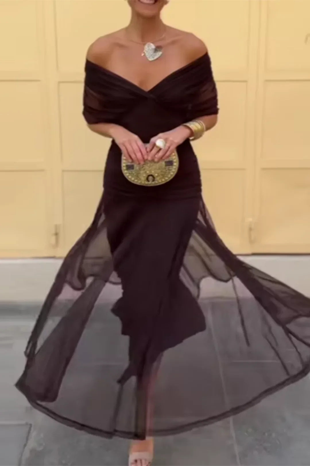 Elegant V-Neck Party Maxi Dress