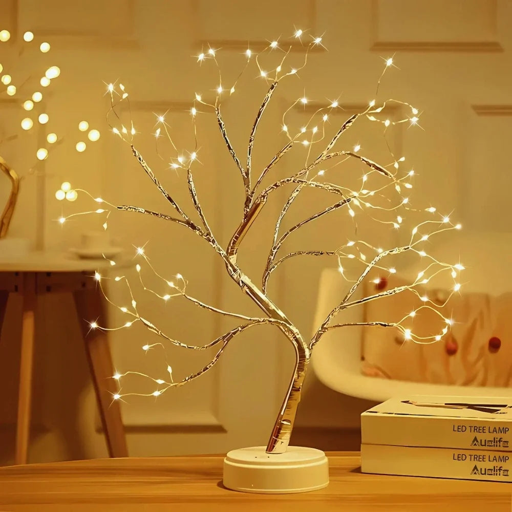Feenbaum mit warmweißem Licht, verstellbare Zweige, Tropfen- oder Perlen-Variante
