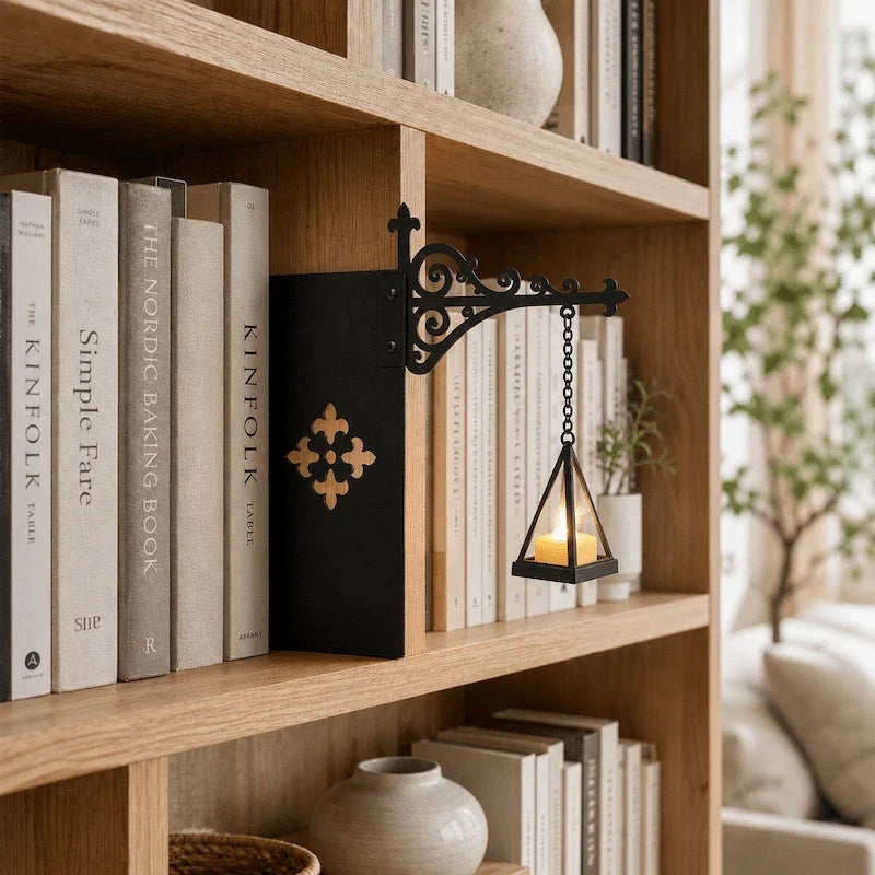 Dekorative Bücherregal-Lampe mit Schmiedeeisen-Halterung und Anhänger