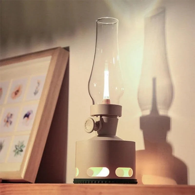 LED Vintage Laterne mit USB-Ladefunktion und Puster-Aus