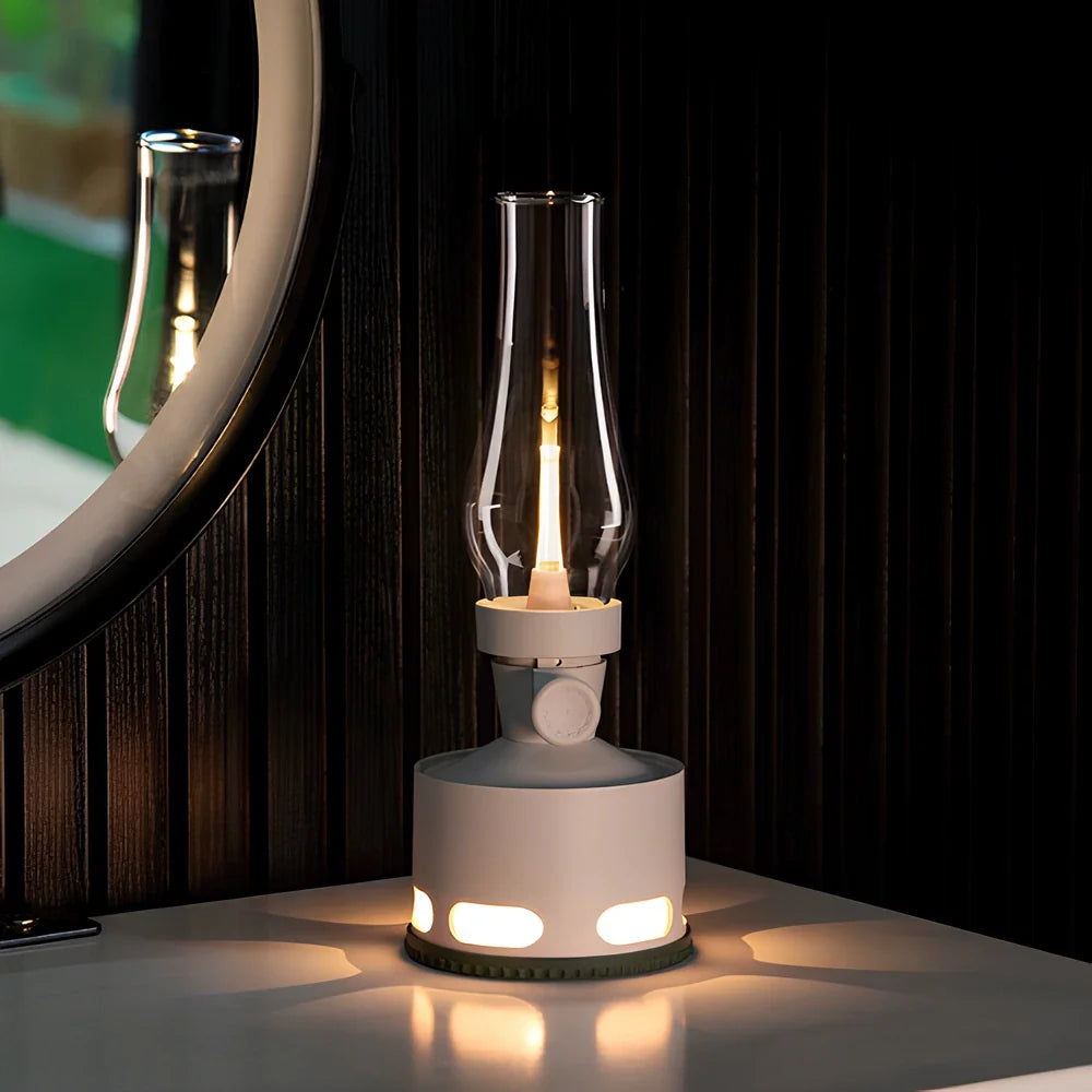 LED Vintage Laterne mit USB-Ladefunktion und Puster-Aus