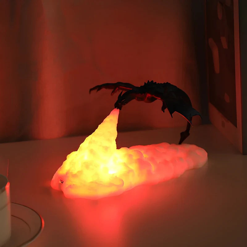 Dracarys Drachenlicht 3D Nachtlicht mit Flammeneffekt, kabellos