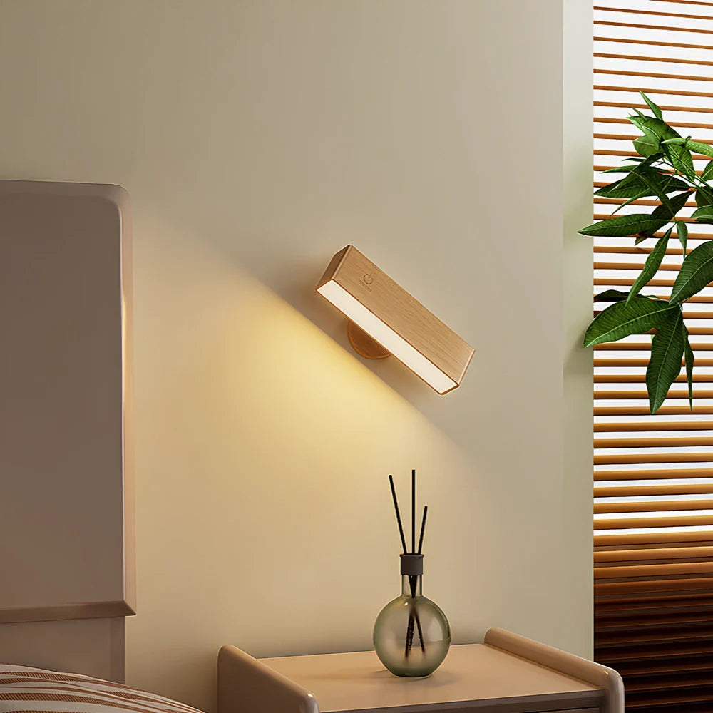 EasyStick™ Drehbare Wandleuchte mit Holzoptik und Touch-Dimmer