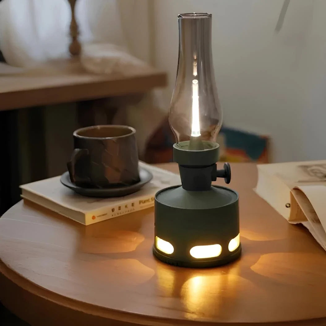 LED Vintage Laterne mit USB-Ladefunktion und Puster-Aus