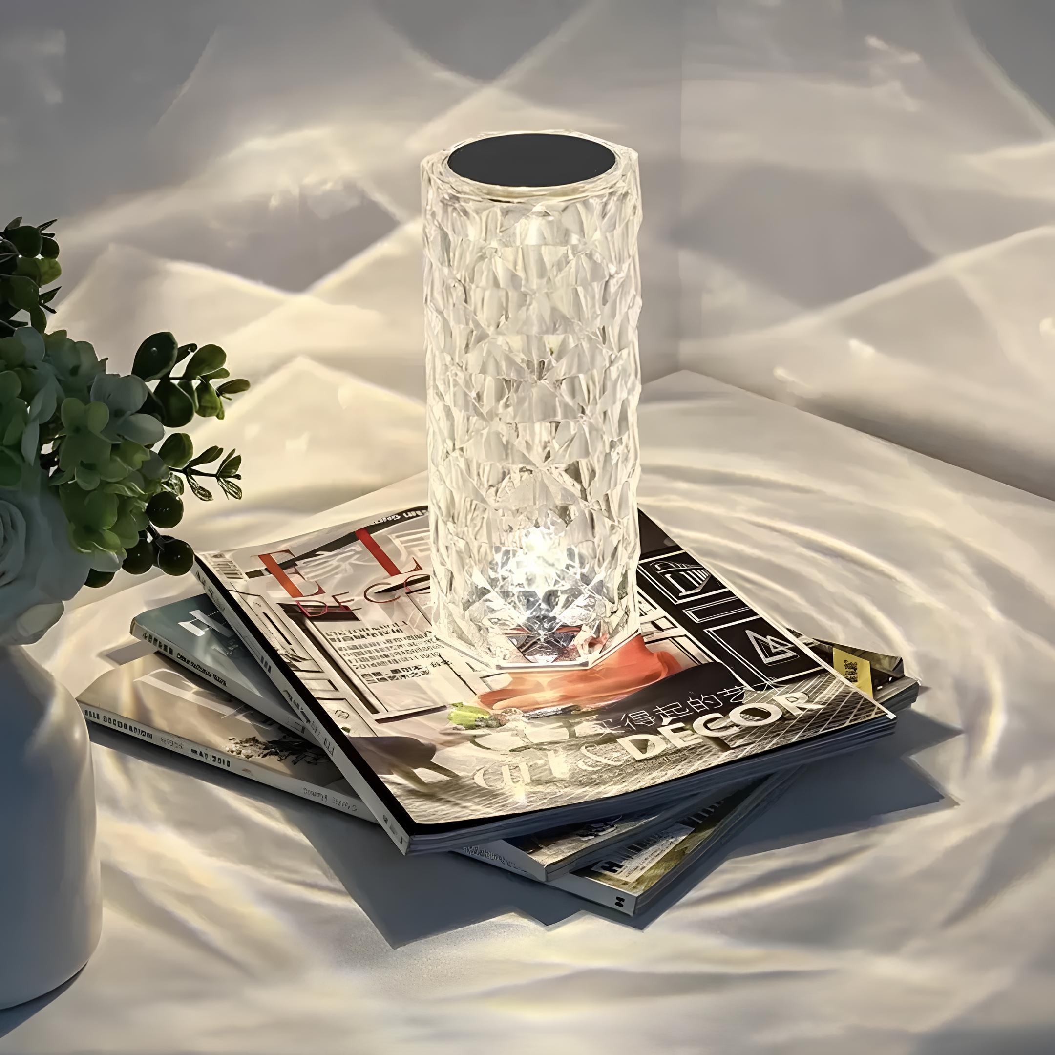 Kristall-Tischlampe mit Farbwechsel und Touchsteuerung