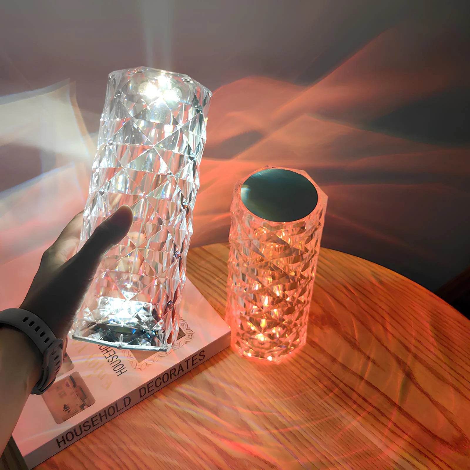 Kristall-Tischlampe mit Farbwechsel und Touchsteuerung