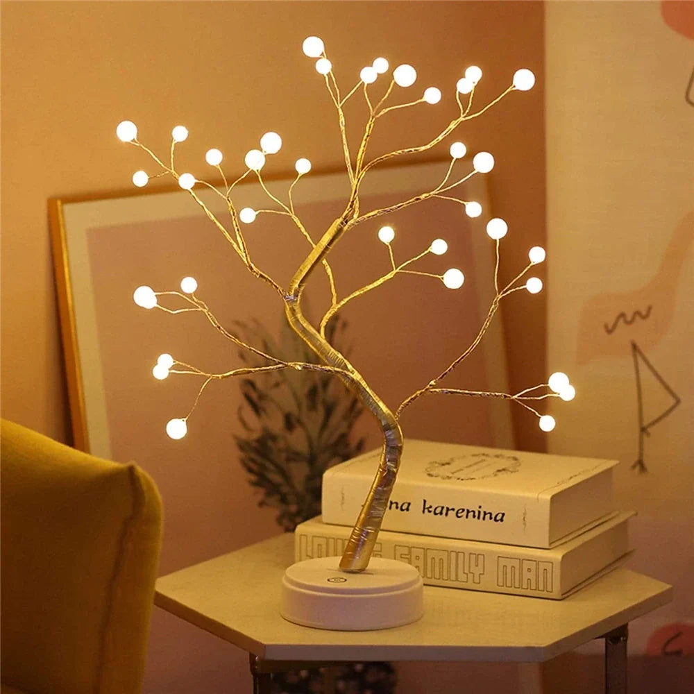 Feenbaum mit warmweißem Licht, verstellbare Zweige, Tropfen- oder Perlen-Variante