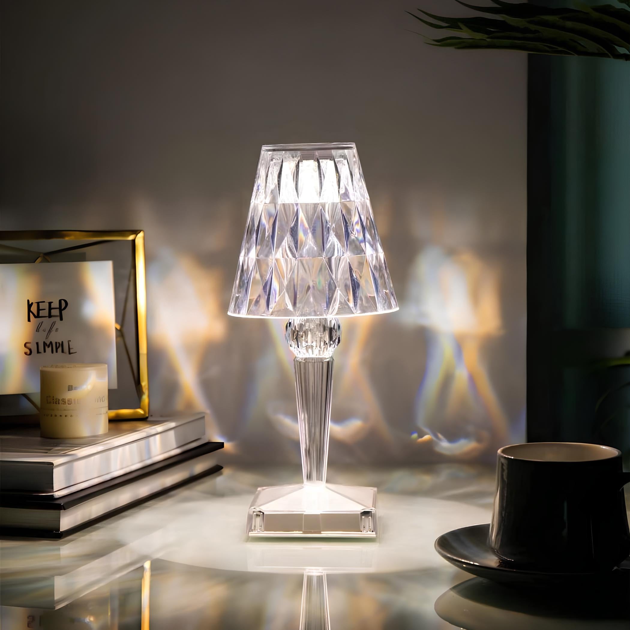 Kristall-Tischlampe mit Touch-Steuerung und Akku