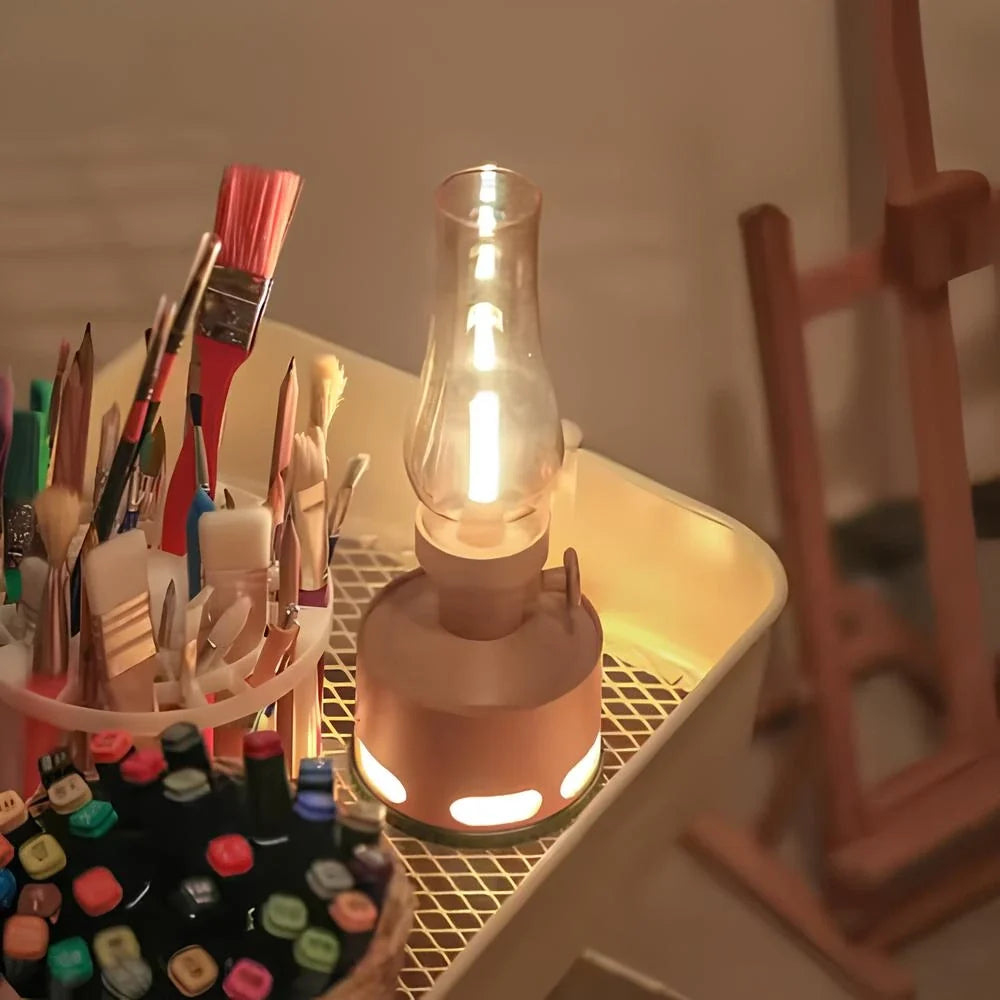 LED Vintage Laterne mit USB-Ladefunktion und Puster-Aus