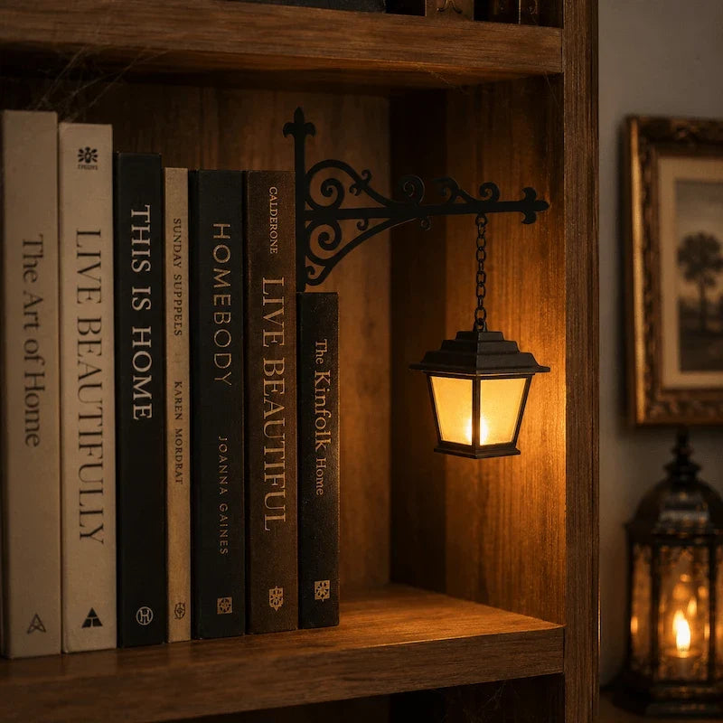Dekorative Bücherregal-Lampe mit Schmiedeeisen-Halterung und Anhänger