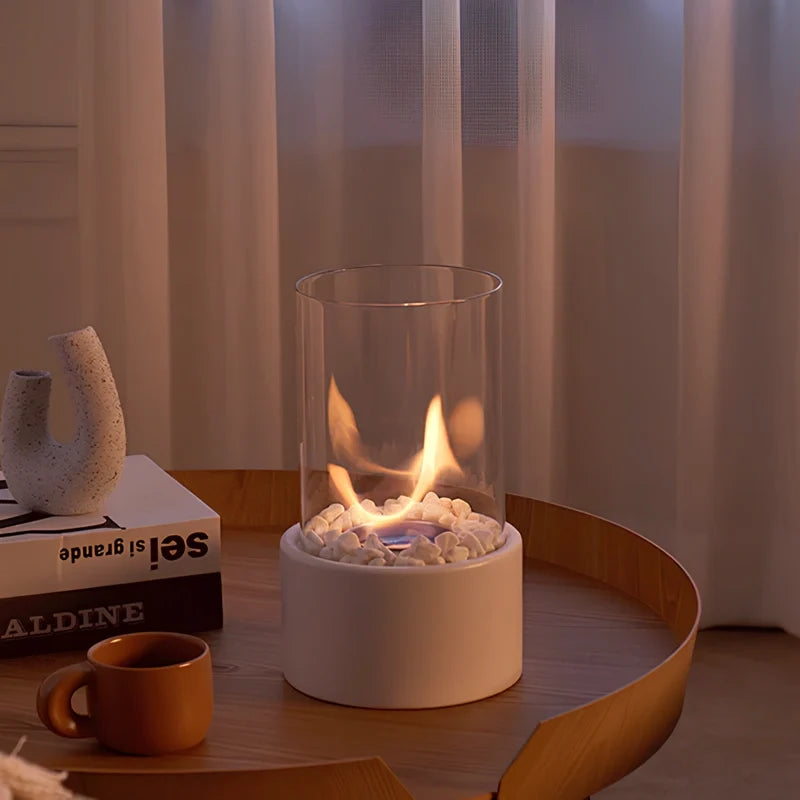 Everlasting Flame™ Öllampe mit Glaszylinder und Dekosteinen