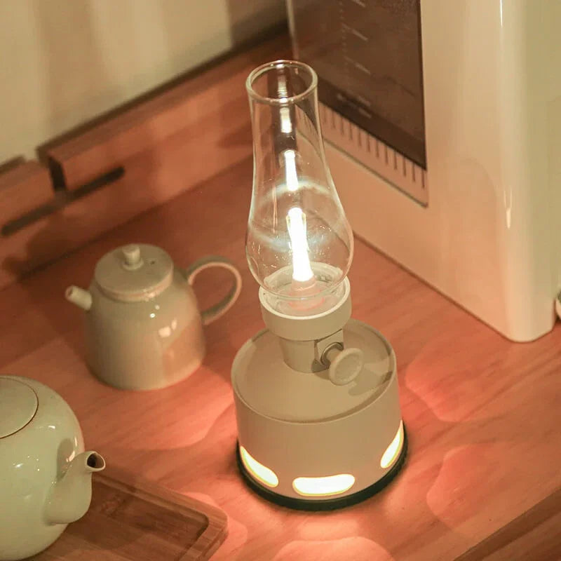 LED Vintage Laterne mit USB-Ladefunktion und Puster-Aus