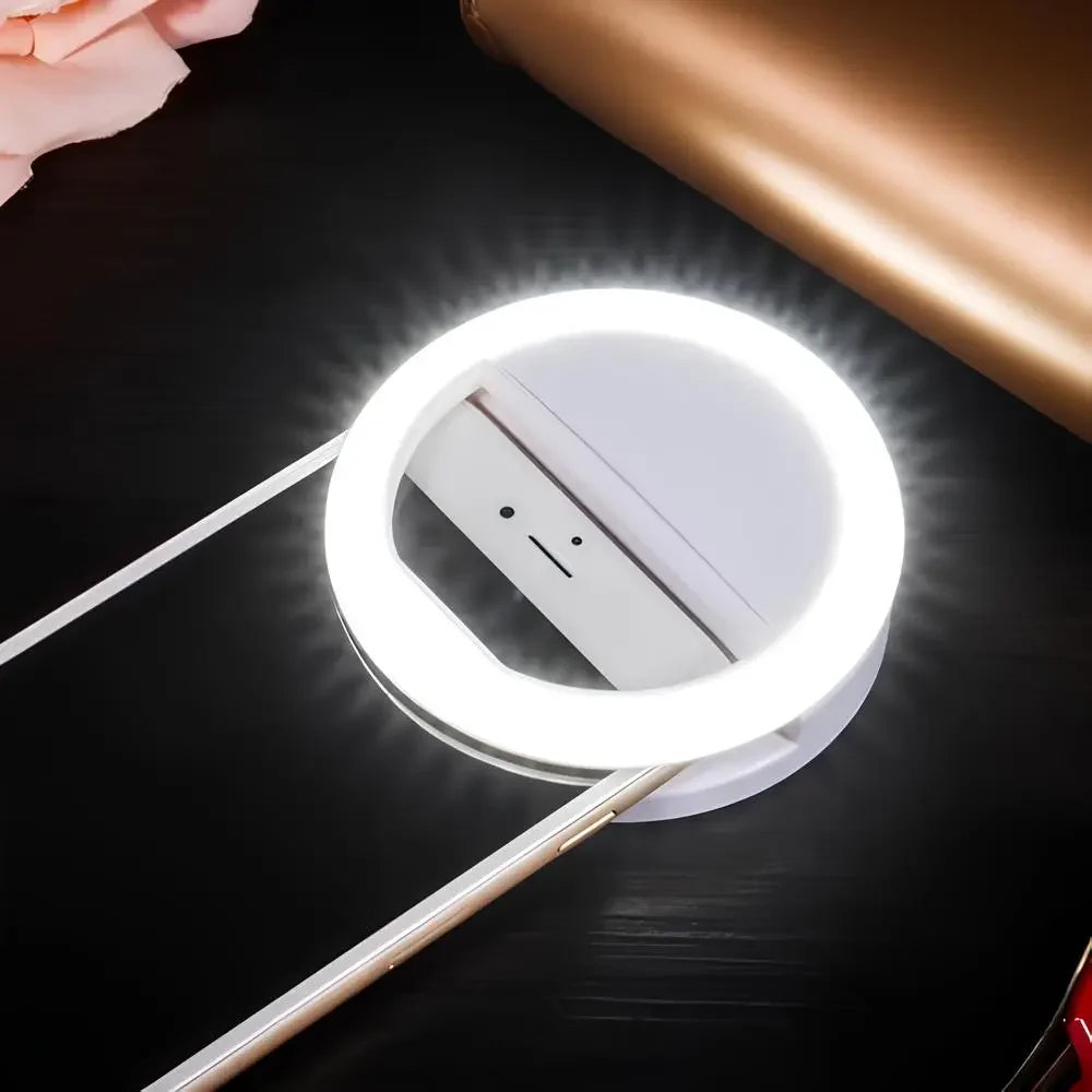 Kompaktes Selfie-Ringlicht mit Clip und einstellbarer Helligkeit