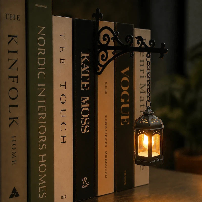 Dekorative Bücherregal-Lampe mit Schmiedeeisen-Halterung und Anhänger