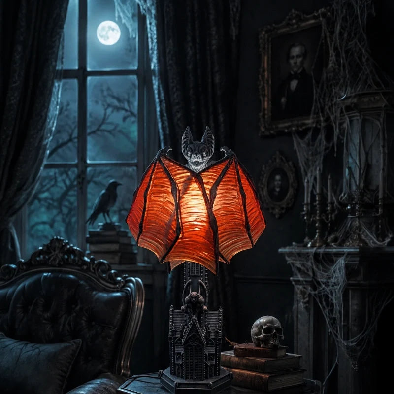 Vampyra™ Fledermaus-Tischlampe mit Spukhaus-Sockel