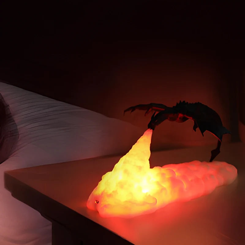 Dracarys Drachenlicht 3D Nachtlicht mit Flammeneffekt, kabellos