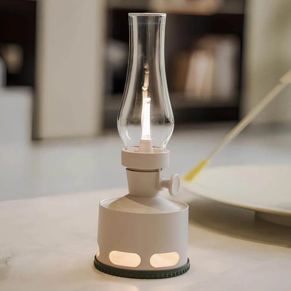 LED Vintage Laterne mit USB-Ladefunktion und Puster-Aus