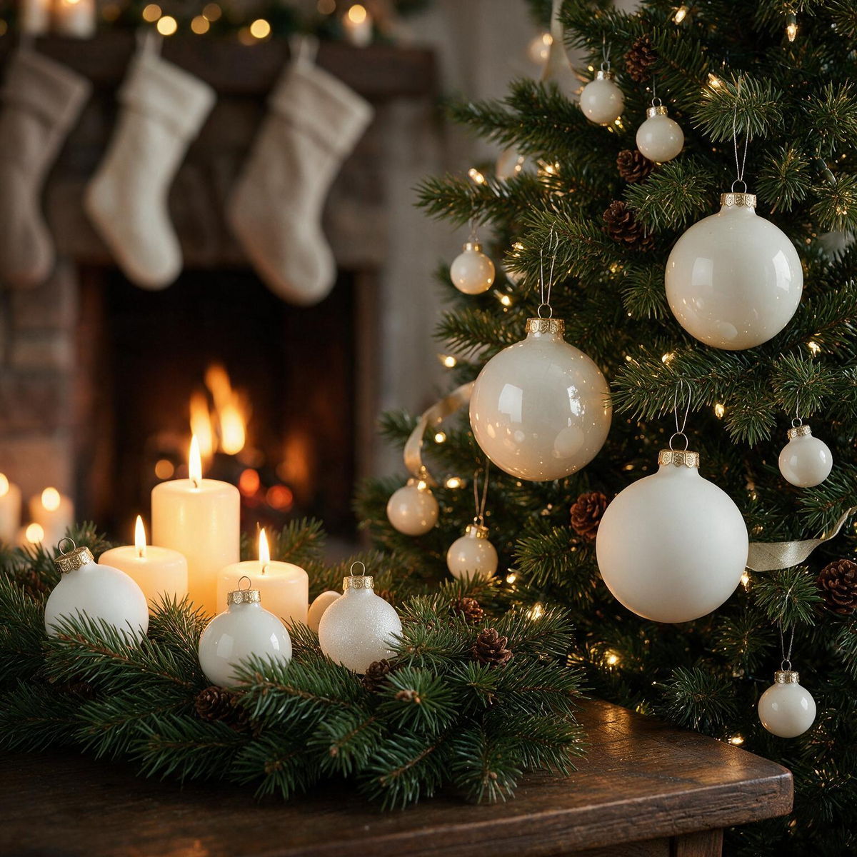 Weihnachtskugeln Wollweiß - Sparset, 21 Christbaumkugeln