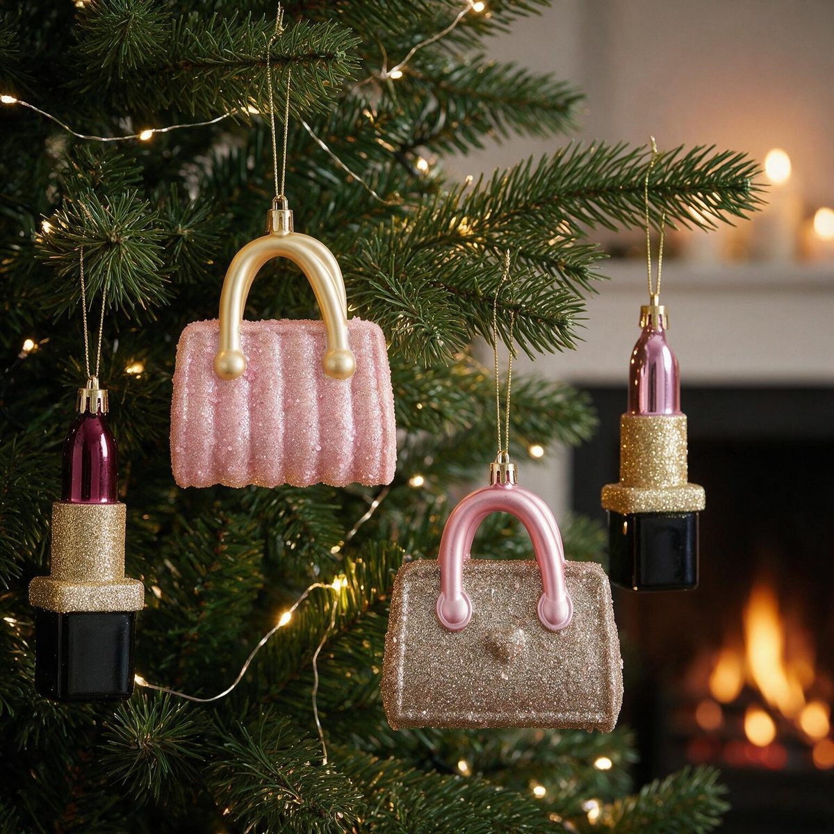 Christmas Beauty Anhänger-Set - Sparset mit Lipstick und Shopping Bag, 10,5 cm / 10,3 cm