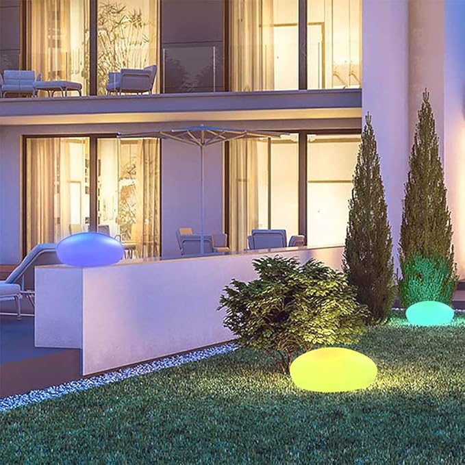 Kopfsteinpflaster Gartenleuchte mit Farbwechsel und Wetterfest