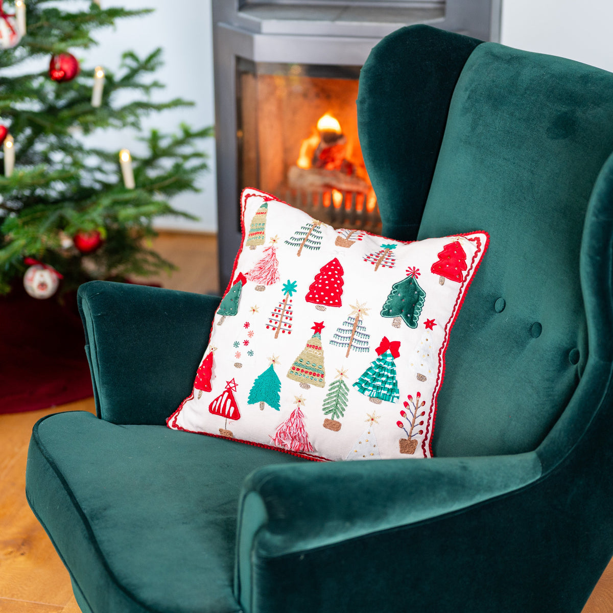Weihnachts-Dekokissen "Tannenbaum" (beige)