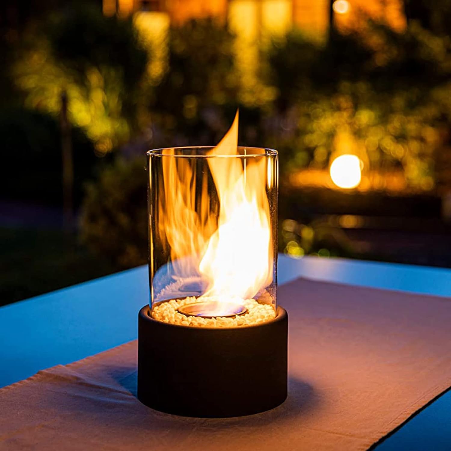 Everlasting Flame™ Öllampe mit Glaszylinder und Dekosteinen