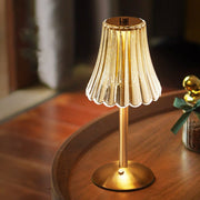 Kristalltischlampe mit Touchdimmer und Akku, goldfarben