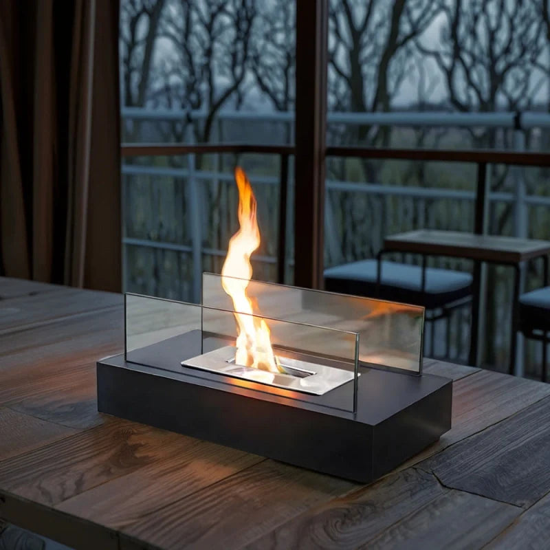 Everlasting Flame™ Tischkamin mit Glasabdeckung in Schwarz oder Weiß