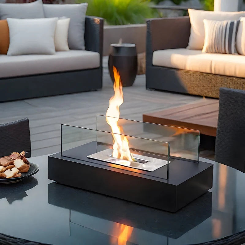 Everlasting Flame™ Tischkamin mit Glasabdeckung in Schwarz oder Weiß