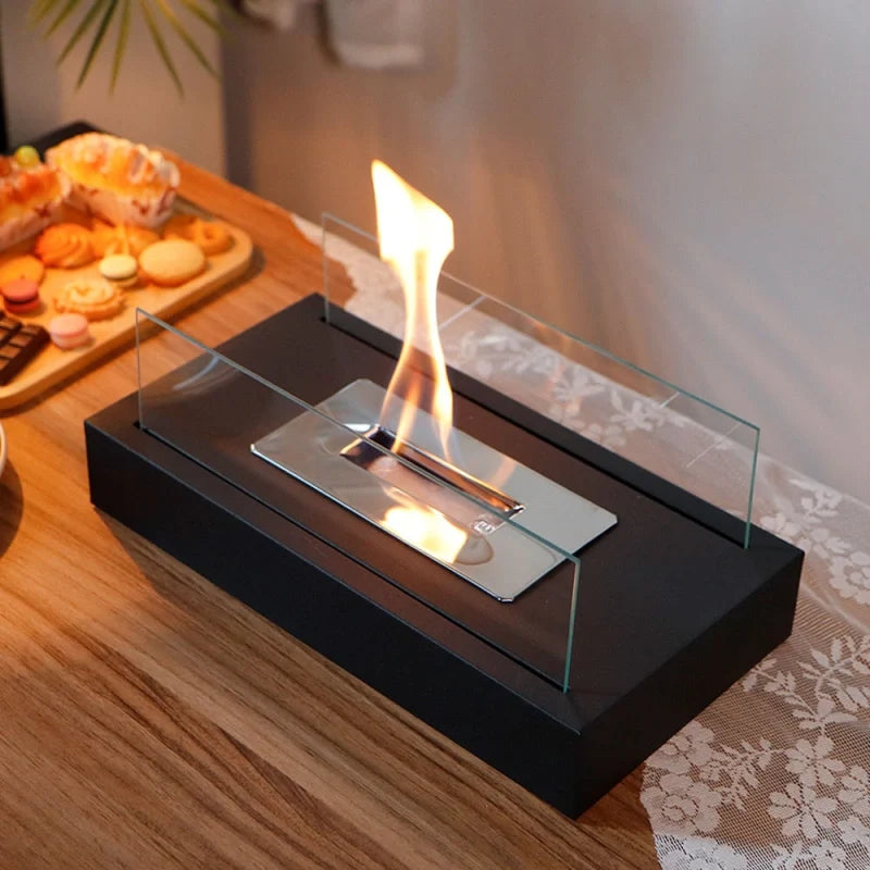 Everlasting Flame™ Tischkamin mit Glasabdeckung in Schwarz oder Weiß