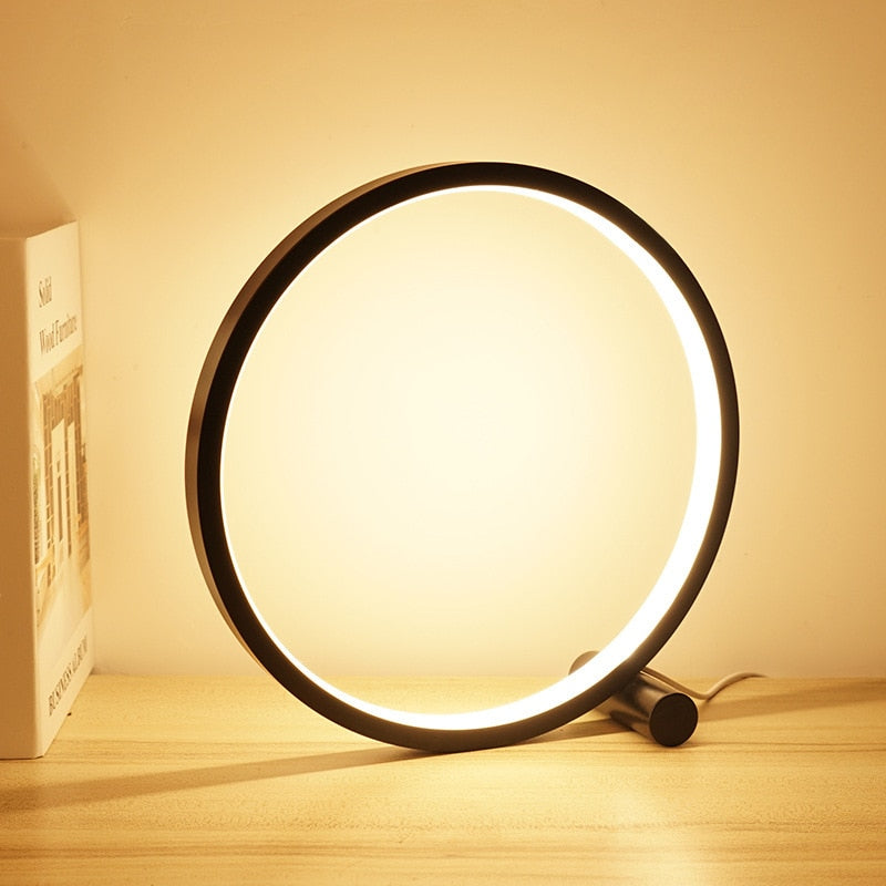 Halo LED Nachttischlampe mit Dimmfunktion und Ring-Design
