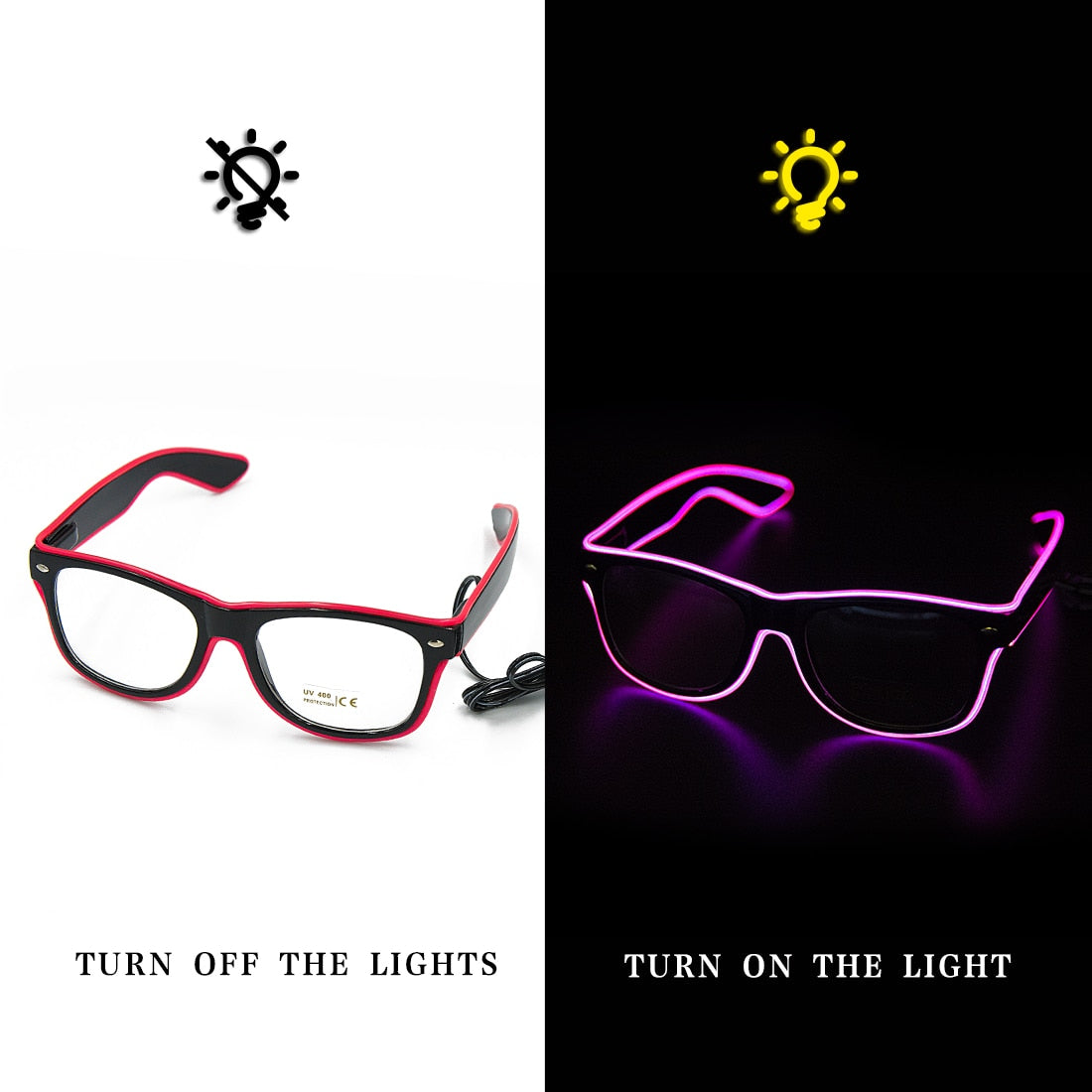 Leuchtende Neonbrille mit Farbwechsel und Lichtmodi