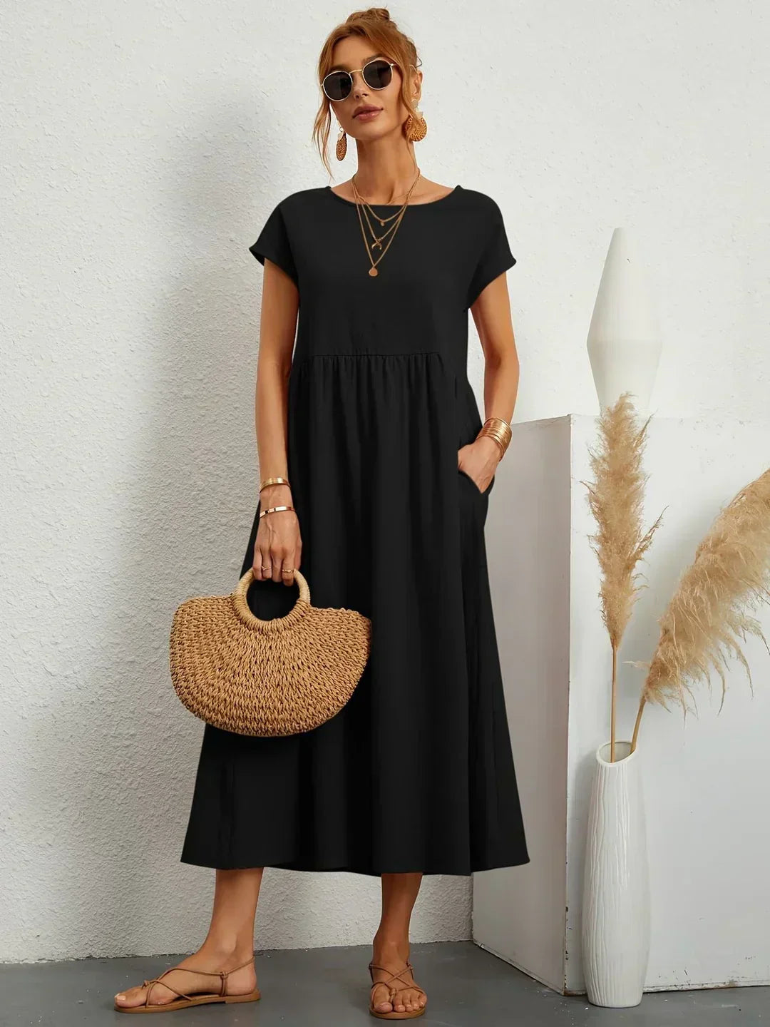 Gabrielle™ — Flowy midi dress with timeless elegance
