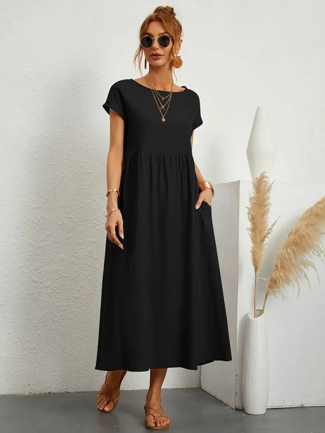 Gabrielle™ — Flowy midi dress with timeless elegance