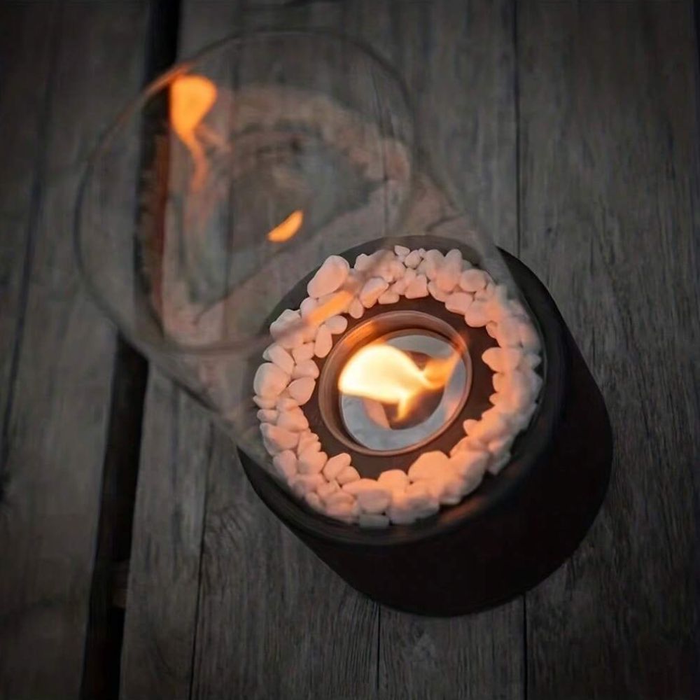 Everlasting Flame™ Öllampe mit Glaszylinder und Dekosteinen