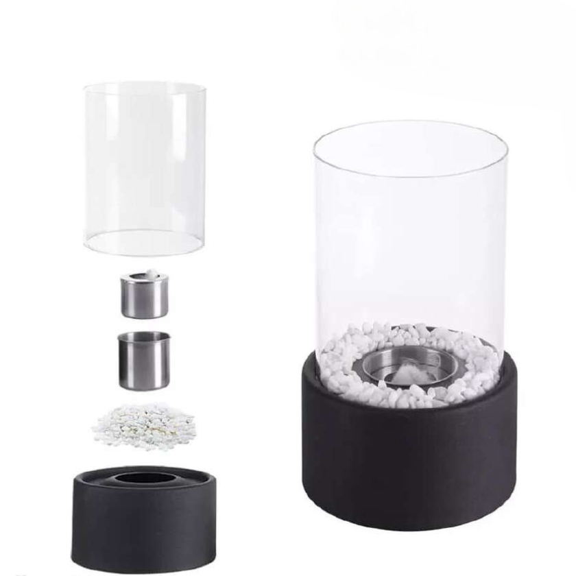 Everlasting Flame™ Öllampe mit Glaszylinder und Dekosteinen