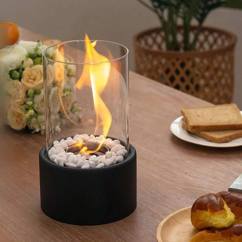 Everlasting Flame™ Öllampe mit Glaszylinder und Dekosteinen
