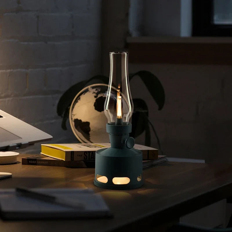 LED Vintage Laterne mit USB-Ladefunktion und Puster-Aus