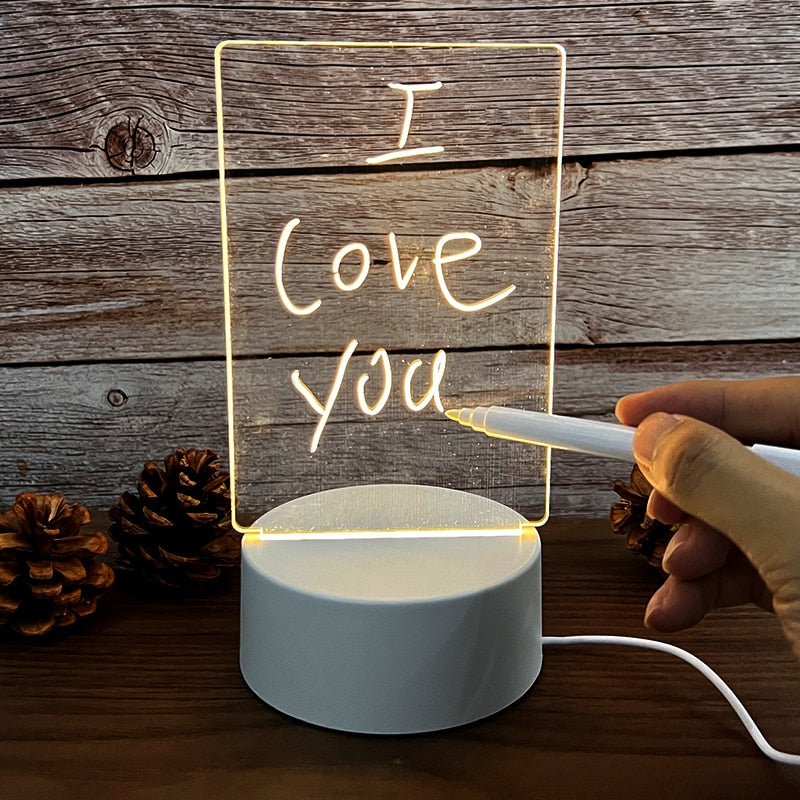 Leuchtende Nachrichtentafel mit Lichtstift und USB-Stromversorgung