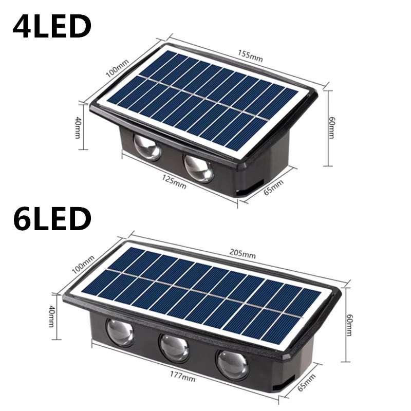 Solarbetriebene Wandleuchte mit zwei Lichtmodi für Außen