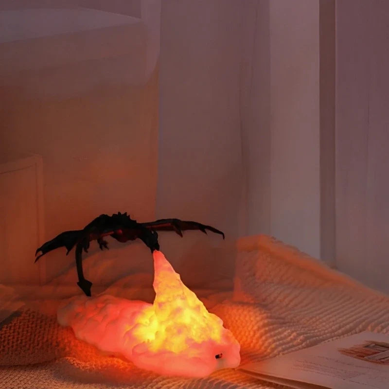 Dracarys Drachenlicht 3D Nachtlicht mit Flammeneffekt, kabellos