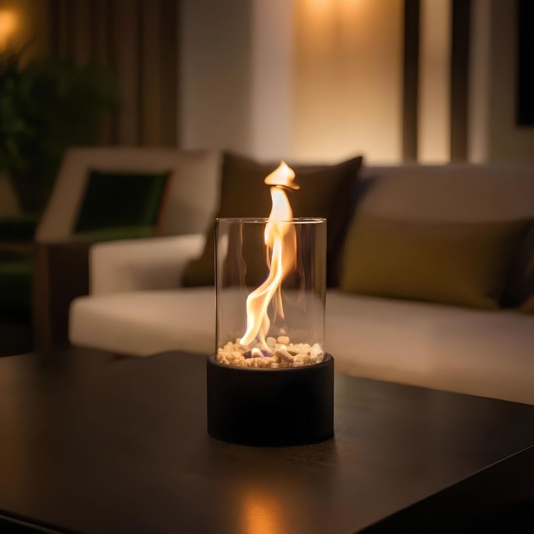 Everlasting Flame™ Öllampe mit Glaszylinder und Dekosteinen