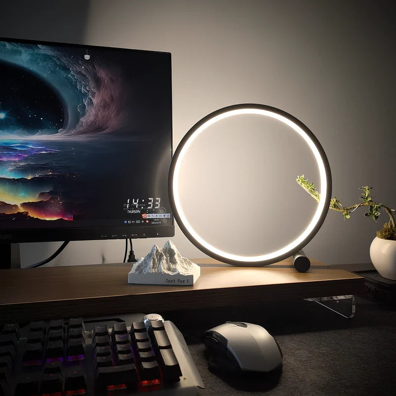 Halo LED Nachttischlampe mit Dimmfunktion und Ring-Design