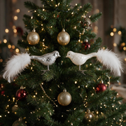 Zaubervogel Baumschmuck Weiß/Silber 4-tlg. - Sparset