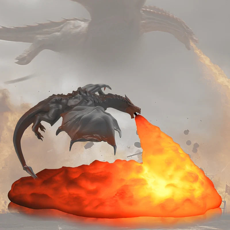 Dracarys Drachenlicht 3D Nachtlicht mit Flammeneffekt, kabellos